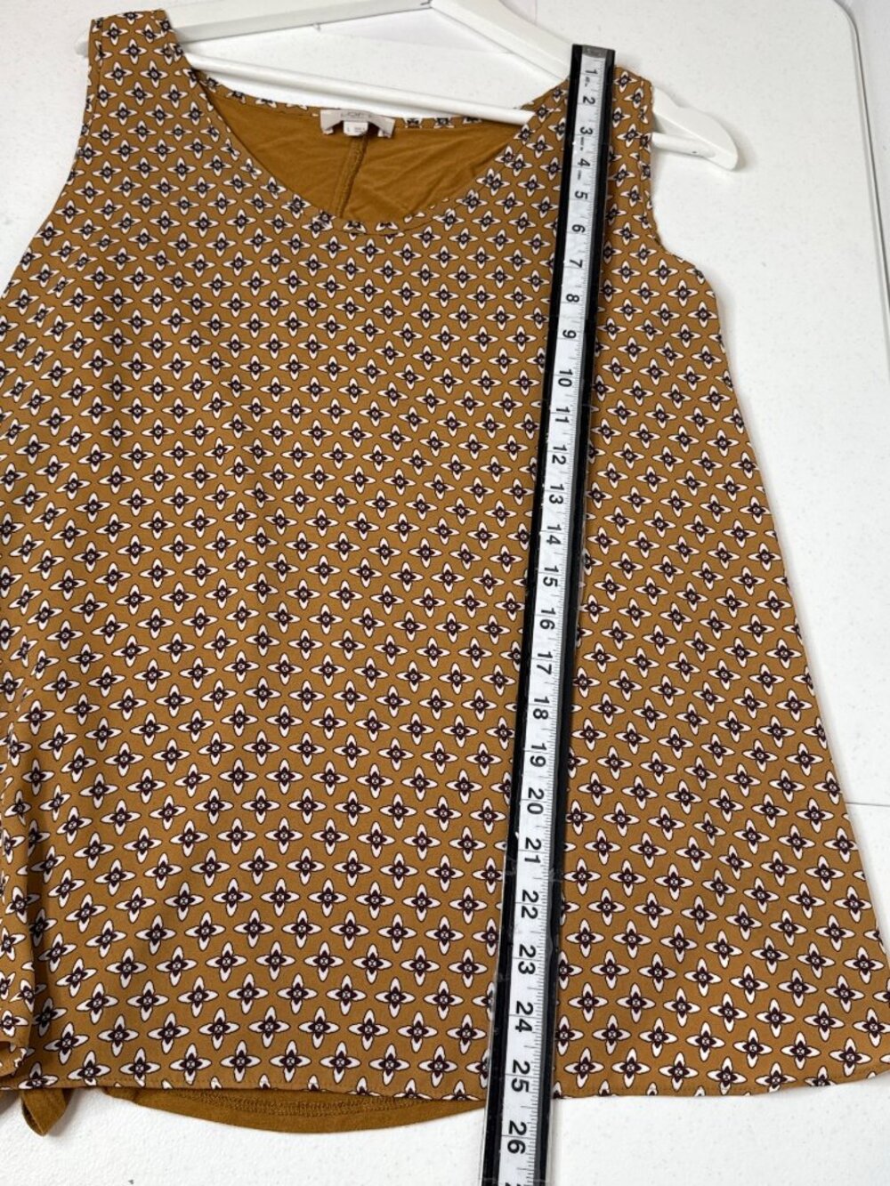 LOFT Outlet Women's S Yellow Geometric Sleeveless Tank Top Scoop Neck - Picture 6 of 11